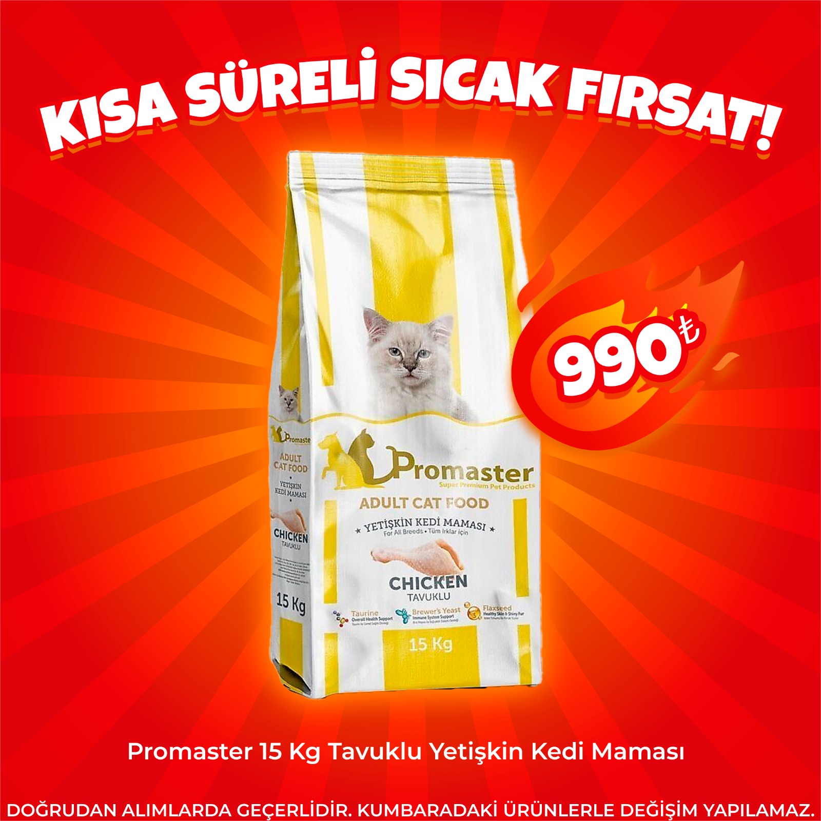 Promaster Tavuklu Yetişkin Kedi Maması 15 Kg (Sıcak Fırsatlar)