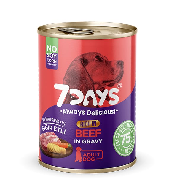 7 Days Taze Sığır Etli Yetişkin Köpek Konservesi 415 Gr X 20 Adet