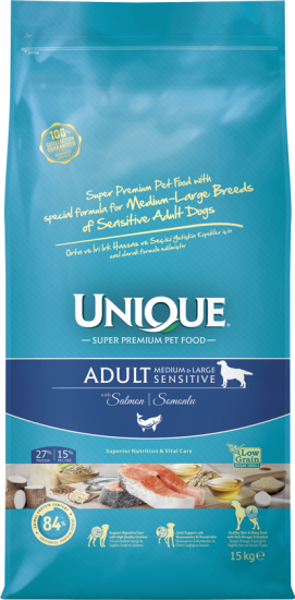 Unique Sensitive Orta ve İri Irk Yetişkin Köpek Maması Somonlu 15 kg