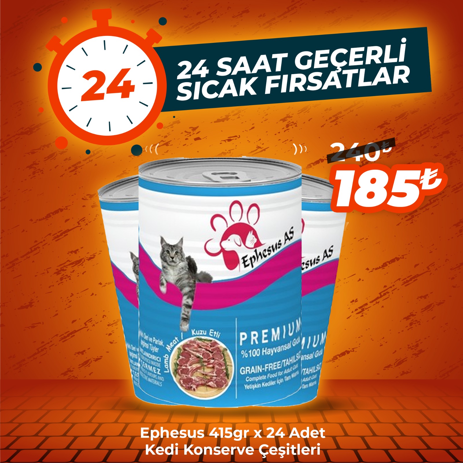 Ephesus 400gr x 24 Adet Yetişkin Kedi Konserve Çeşitleri