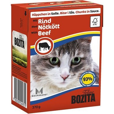 Bozita Tahılsız İsveç Sığır Parça Etli Tetra Paket Konserve Kedi Maması 370 Gr