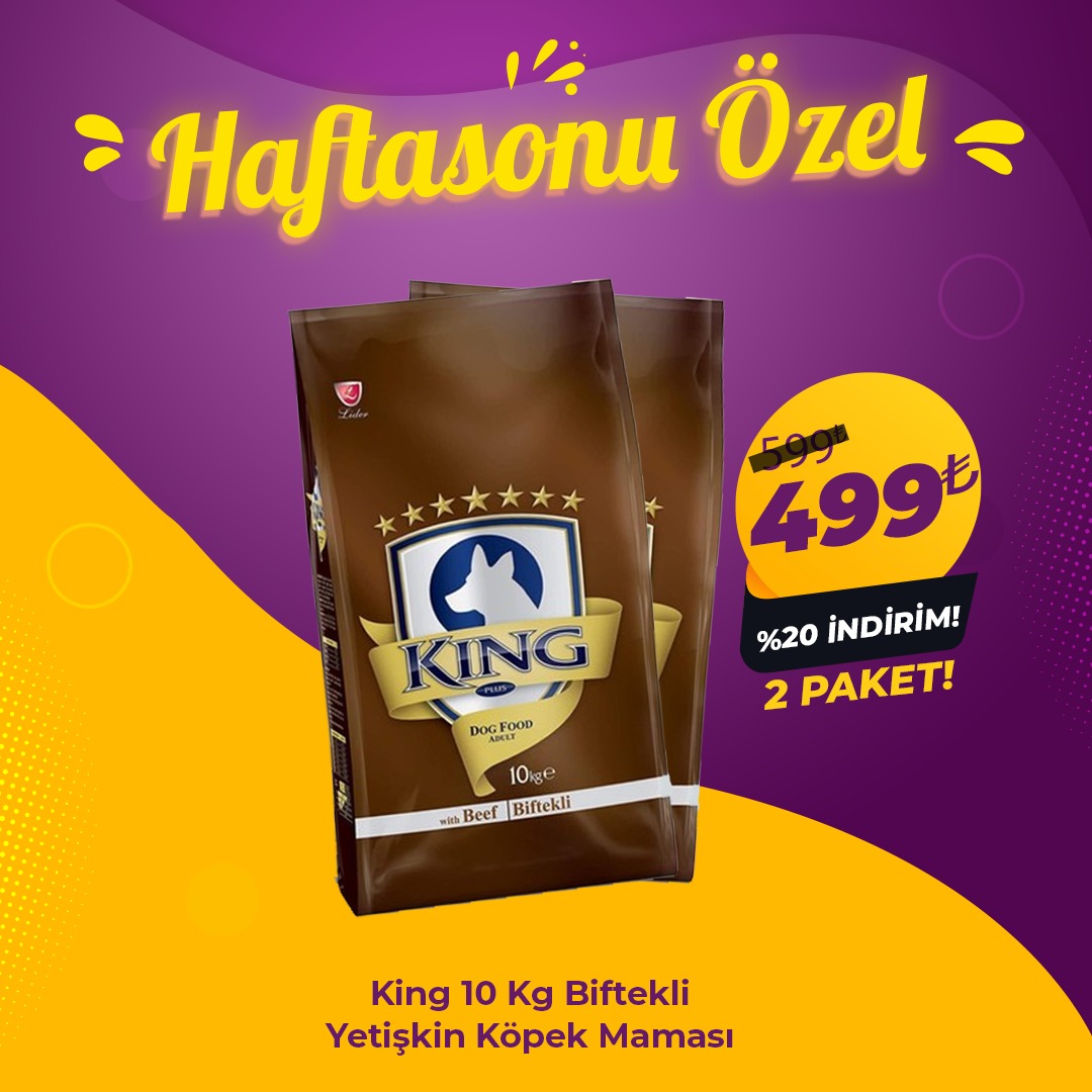 King Beef Biftekli Yetişkin Köpek Maması 10 kg (2 Adet Avantaj Paketi)