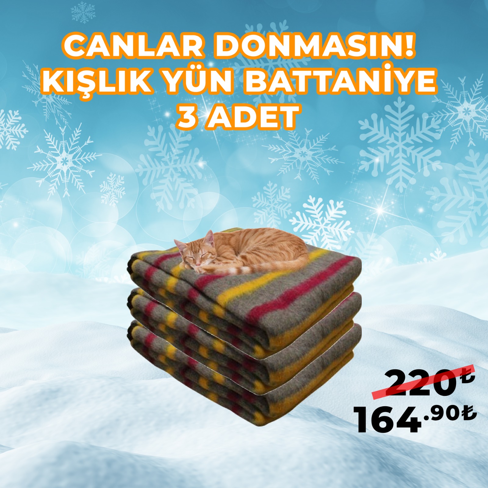 3 Adet Battaniye 1.55x2.00