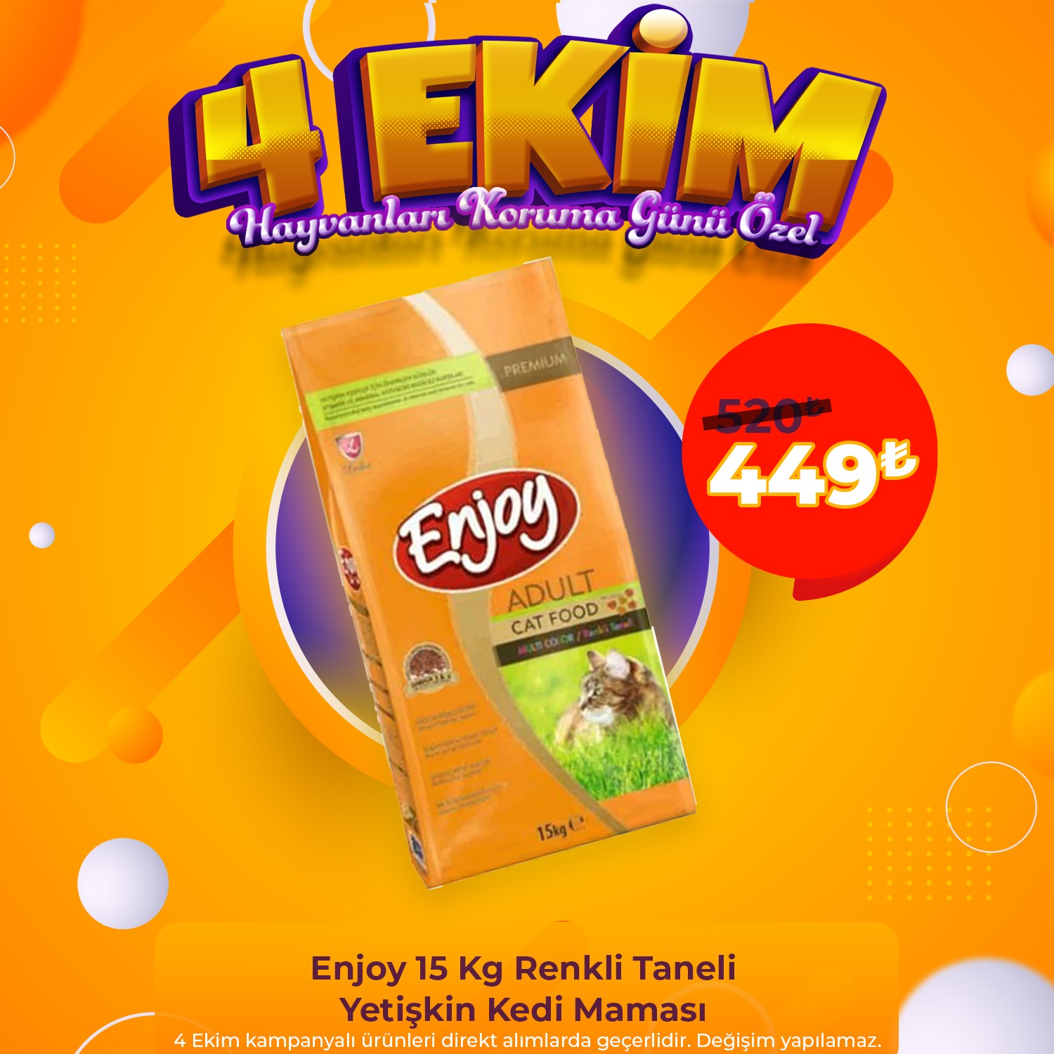 Enjoy Renkli Yetişkin Kedi Maması 15 Kg