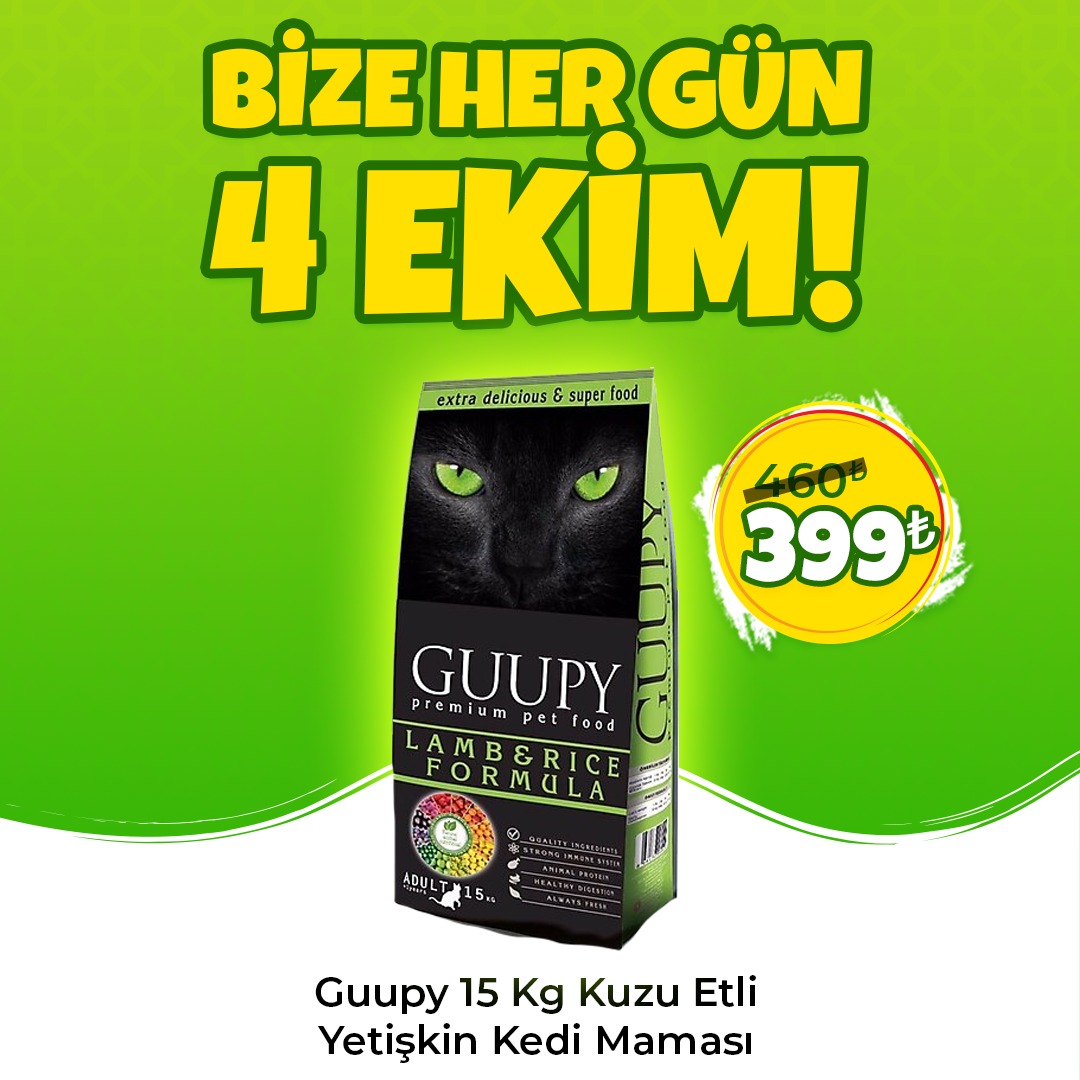 GUUPY Kuzu Etli Yetişkin Kedi Maması 15kg
