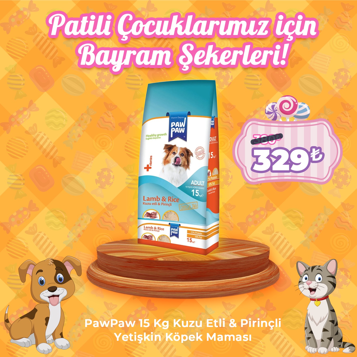 Paw Paw 15 Kg Kuzu Etli & Pirinçli Yetişkin Köpek Maması