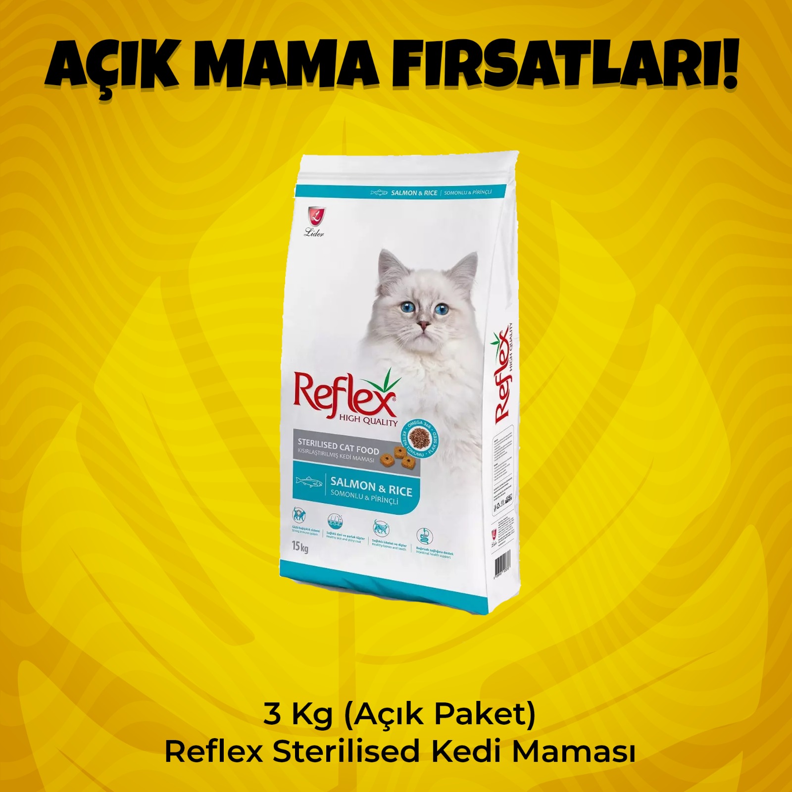 3 Kg (Açık Paket) Reflex Balıklı Kısırlaştırılmış Kedi Maması