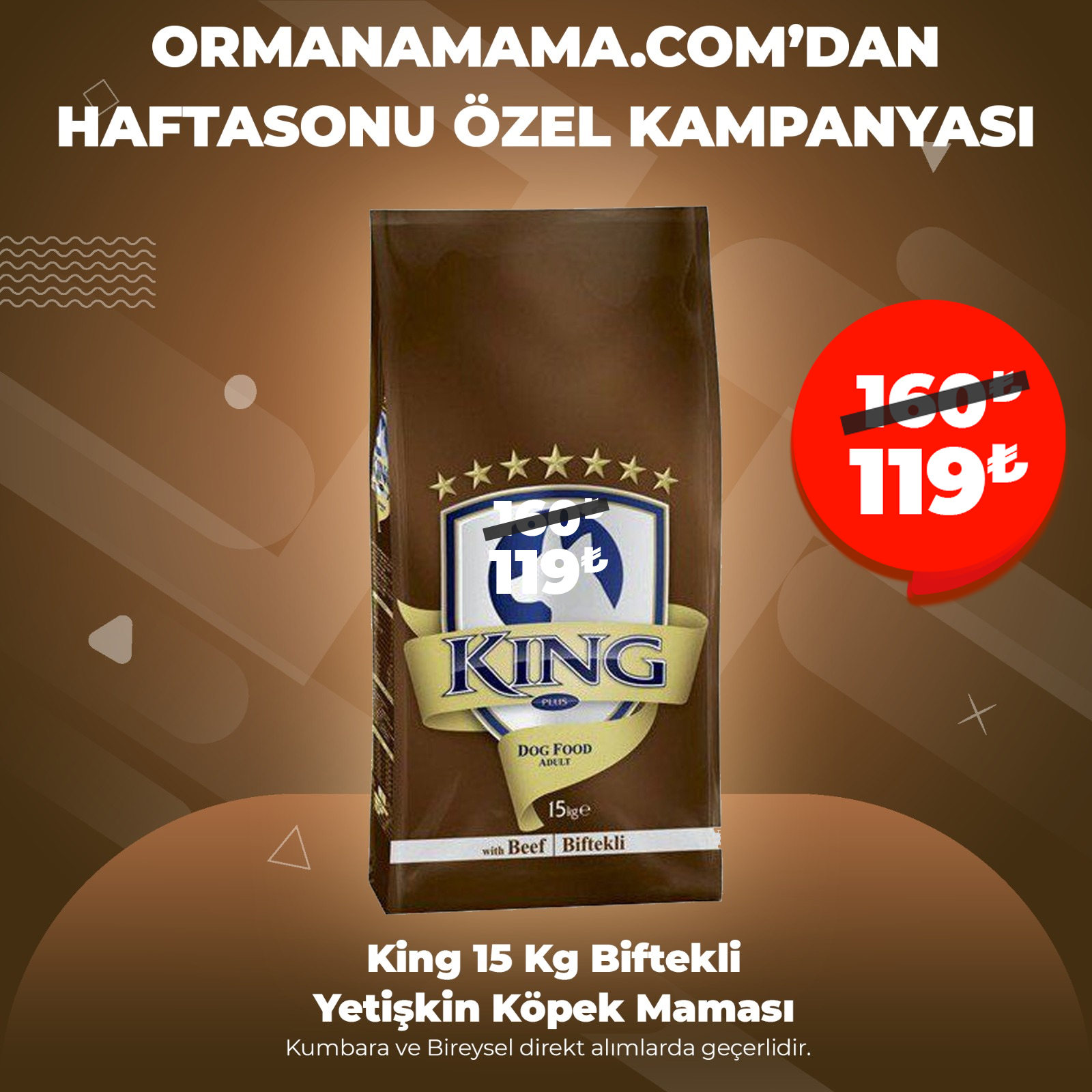King 15 Kg Biftekli Yetişkin Köpek Maması