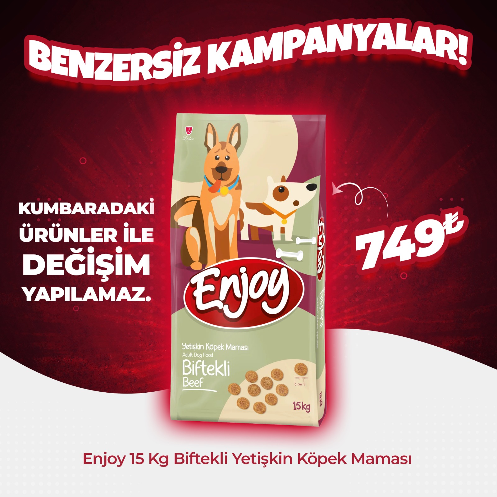 Enjoy Biftekli Yetişkin Köpek Maması 15 Kg (Hafta Sonu Özel)