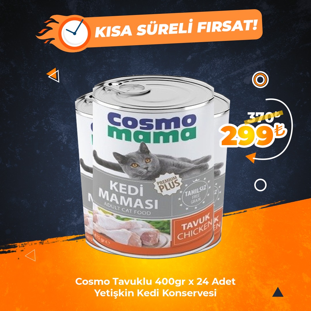 Cosmo 400gr x 24 Adet Yetişkin Kedi Konserve Çeşitleri