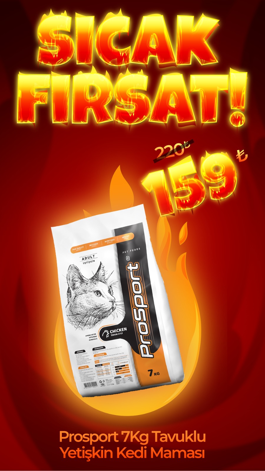 ProSport Tavuklu Yetişkin Kedi Maması 7 Kg (Direkt Alım)
