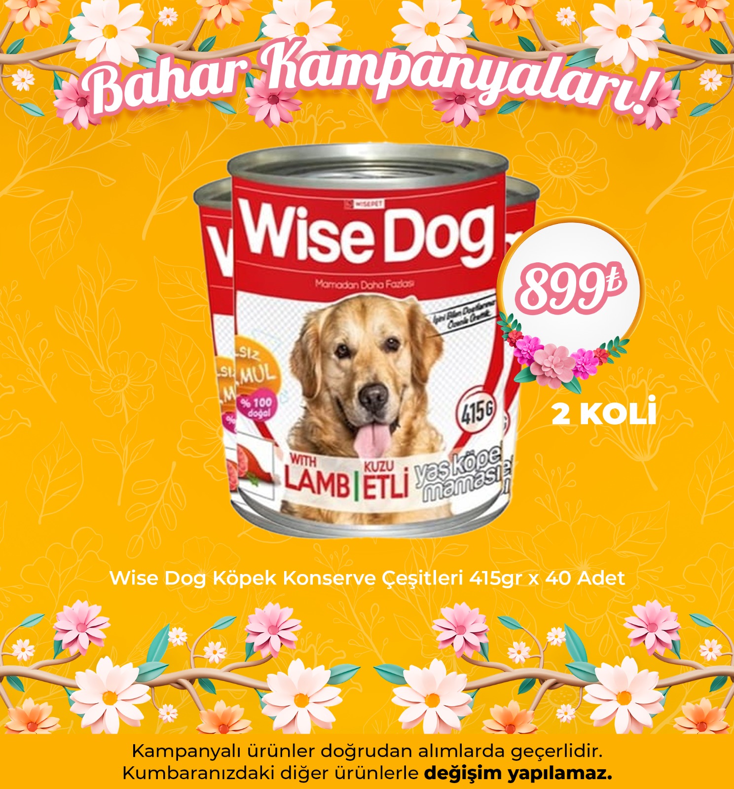 Wise Dog Köpek Konserve Çeşitleri 415gr x 40 Adet ( Avantaj Paketi )