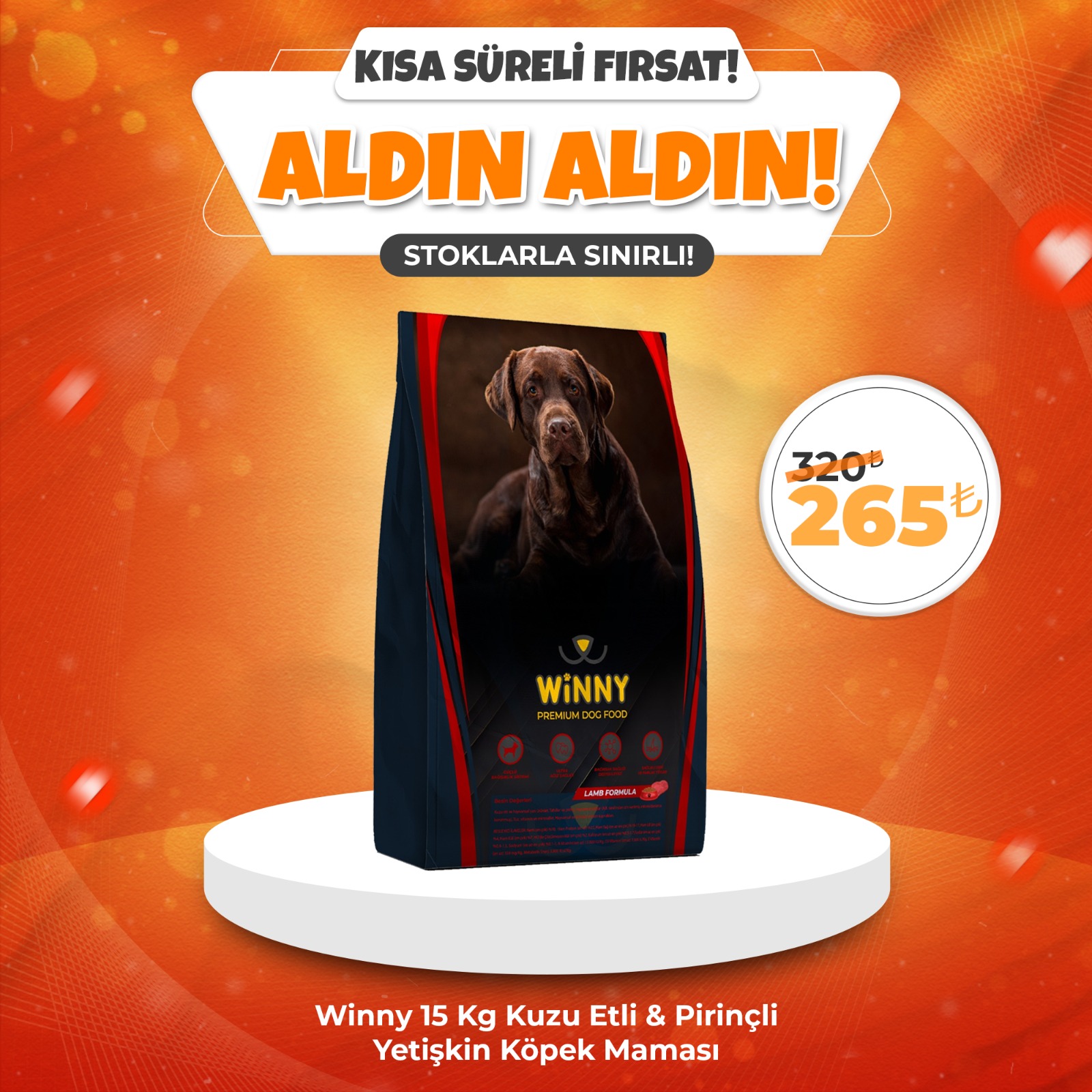 Winny Premium 15 Kg Kuzu Etli Yetişkin Köpek Maması