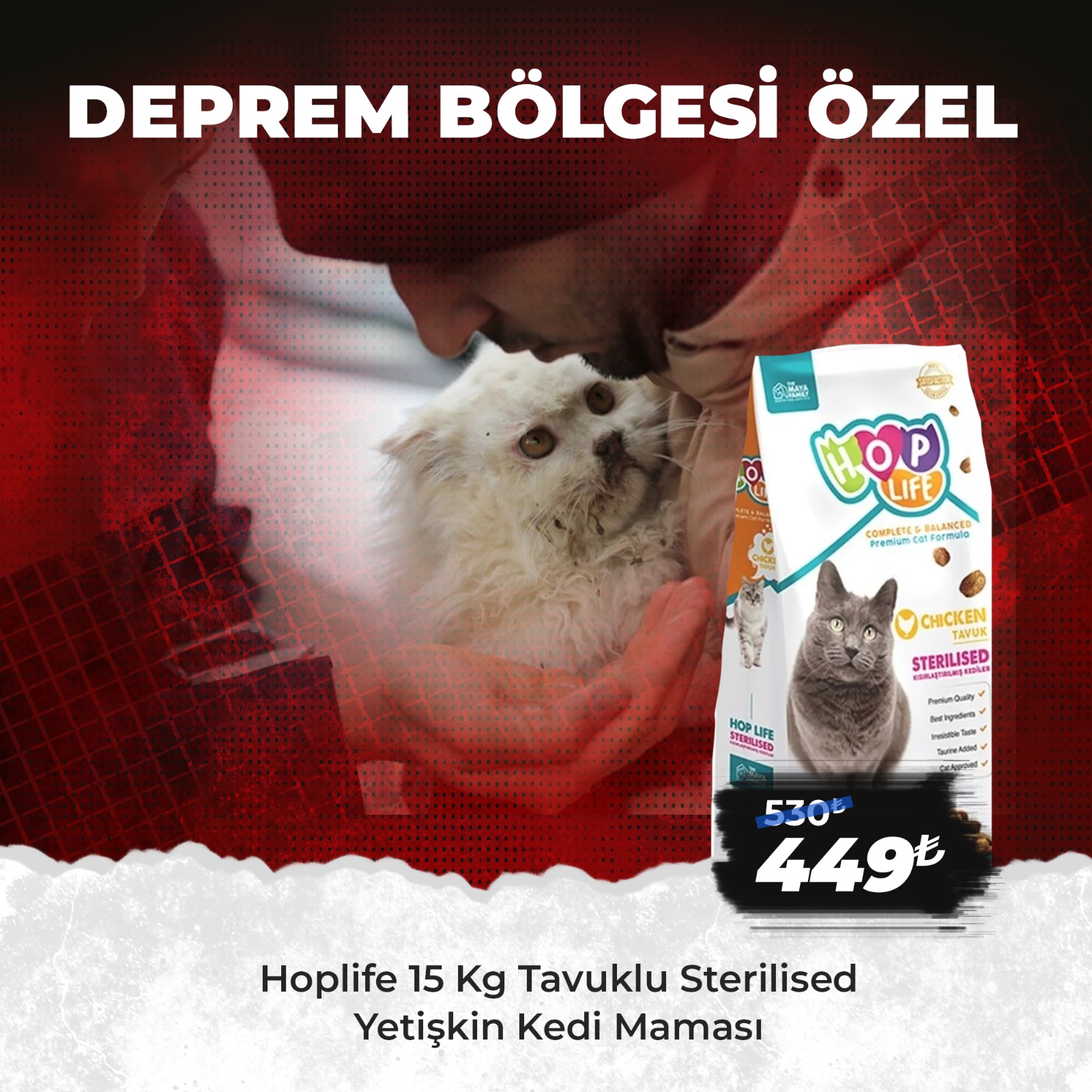 Hop Life 15 Kg Tavuklu Sterilised Kedi Maması