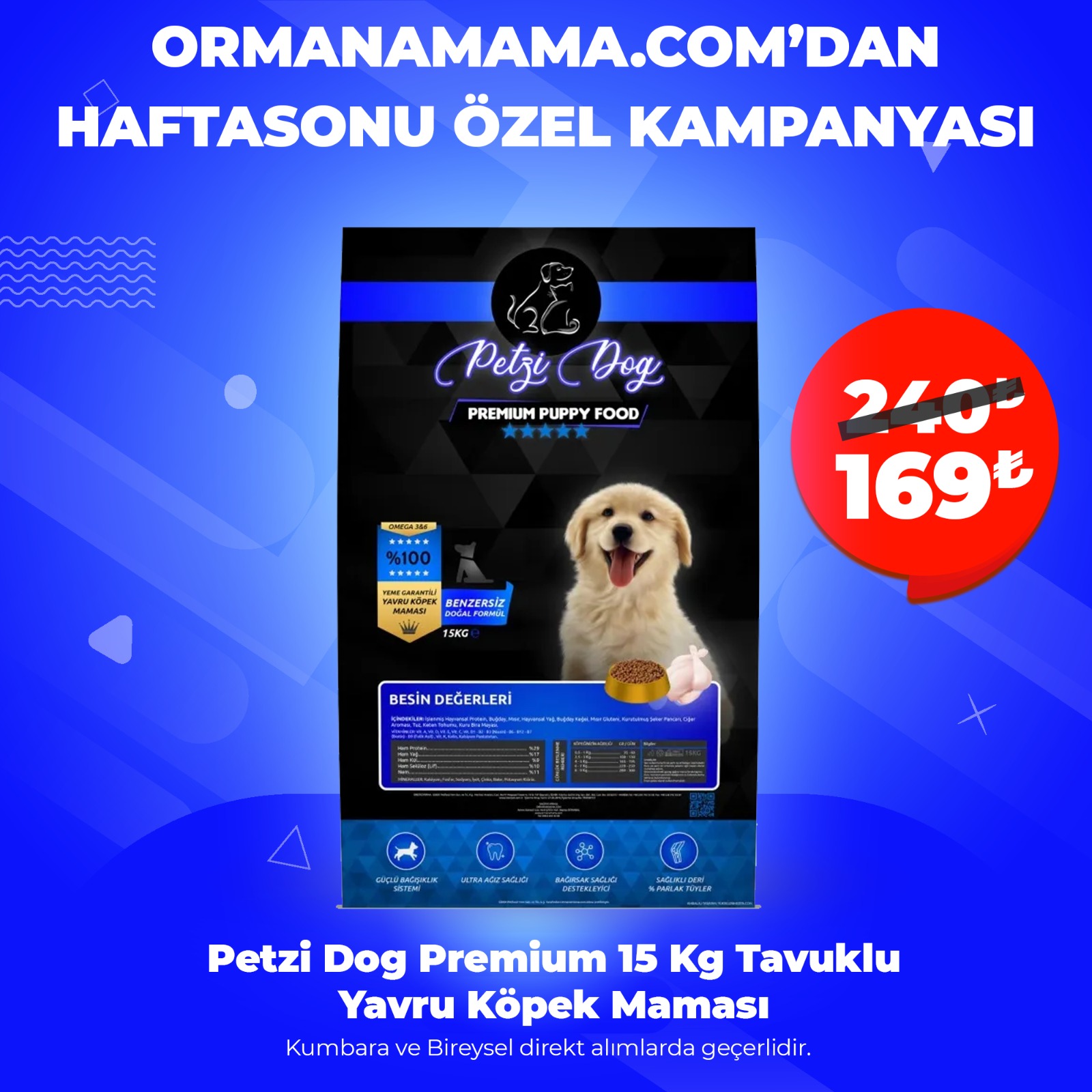 Petzi Dog Tavuklu Yavru Köpek Maması 15 Kg