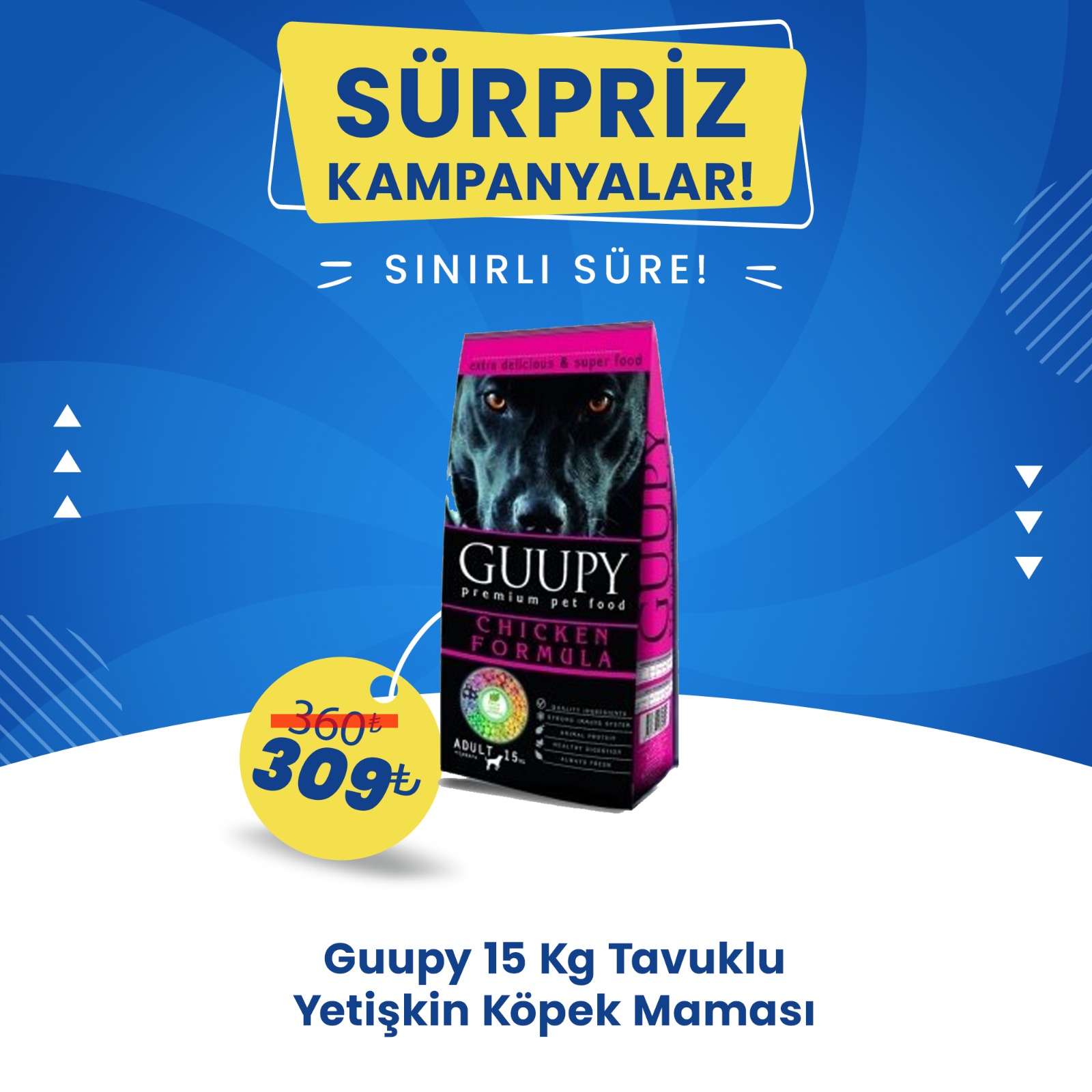 Guupy Tavuklu Yetişkin Köpek Maması 15 Kg