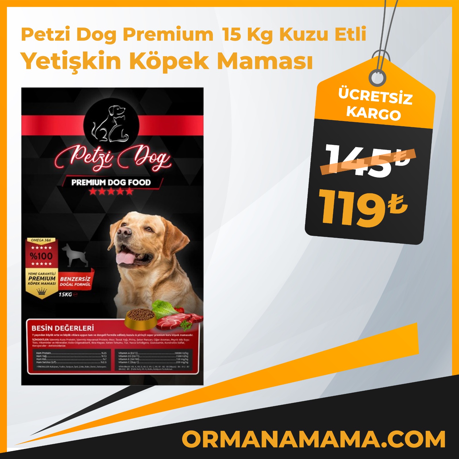 Petzi Dog Kuzu Etli 15 Kg Yetişkin Köpek Maması