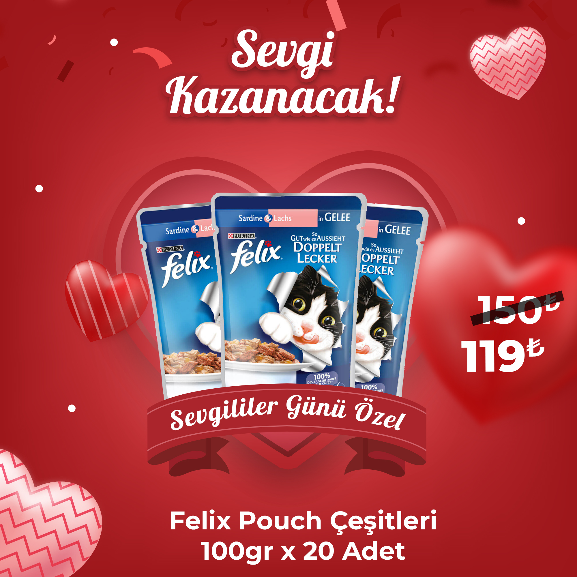 Felix Pouch 100 Gr x 24 Adet  Kedi Yaş Mama Çeşitleri 