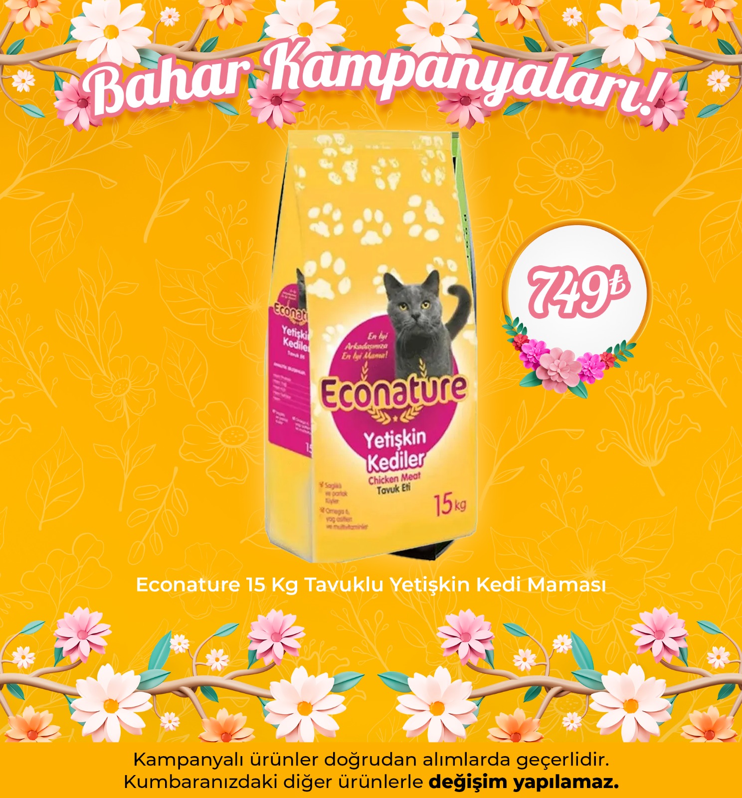 EcoNature 15 Kg Tavuklu Yetişkin Kedi Maması