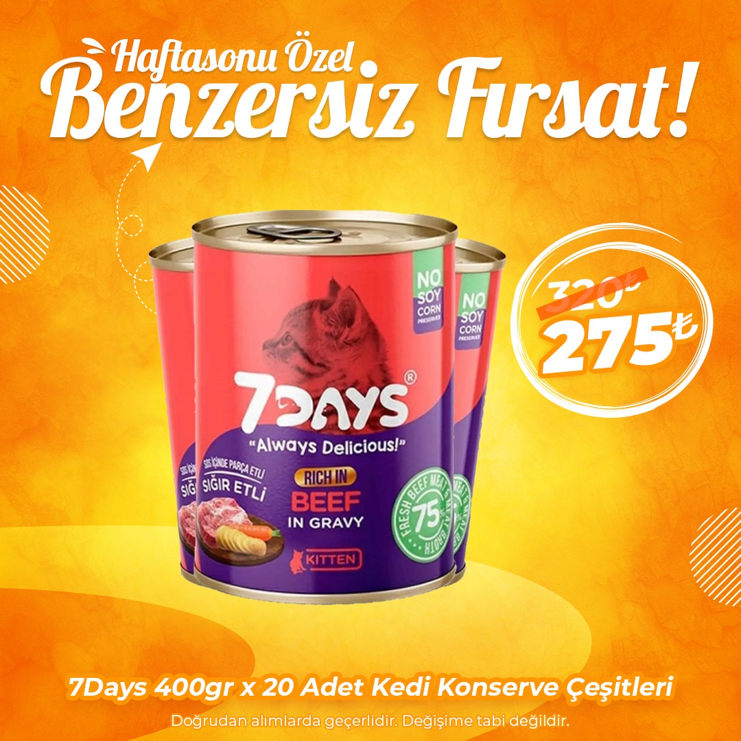 7 Days 400 Gr x 20 Adet Kedi Konserve Çeşitleri (Benzersiz Fırsat)