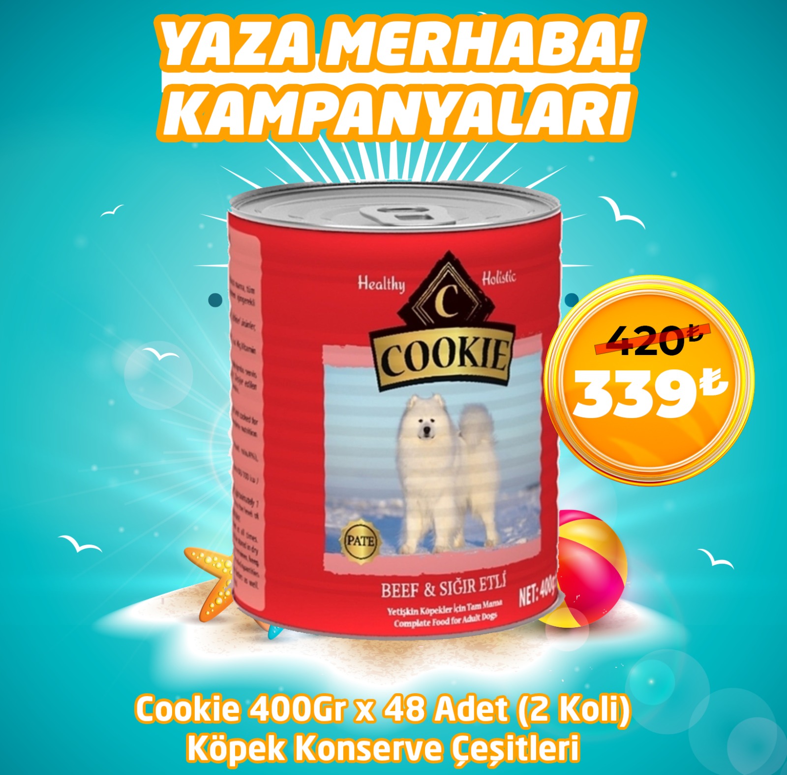 Cookie Köpek Konserve Mama Çeşitleri 400gr x 48 Adet