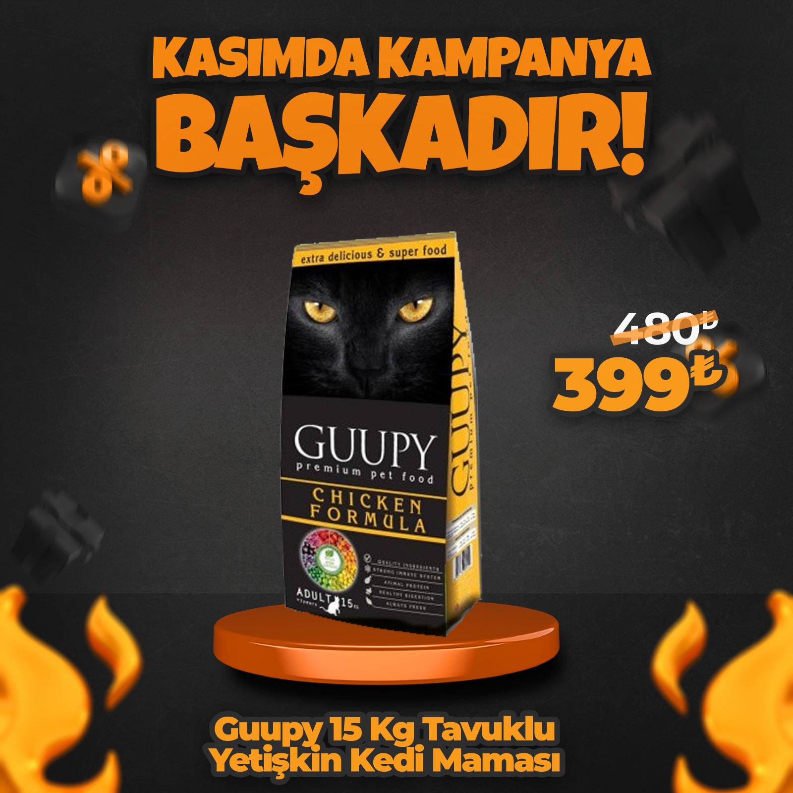 Guupy 15 Kg Tavuklu Yetişkin Kedi Maması
