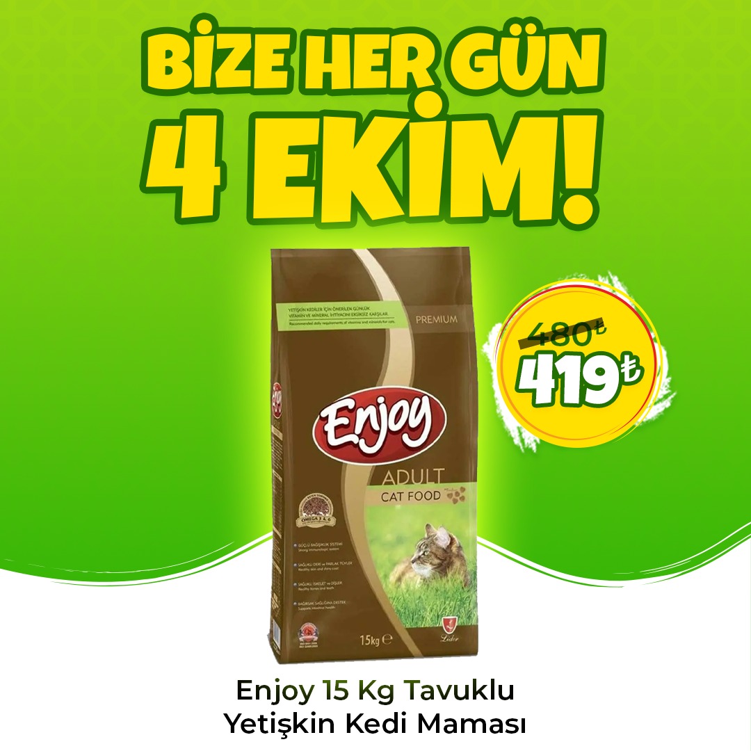 Enjoy 15 Kg Tavuklu Yetişkin Kedi Maması