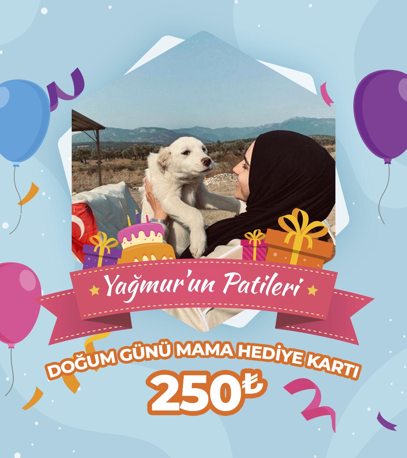 Yağmur'un Patileri Doğum Günü Mama Hediye Kartı