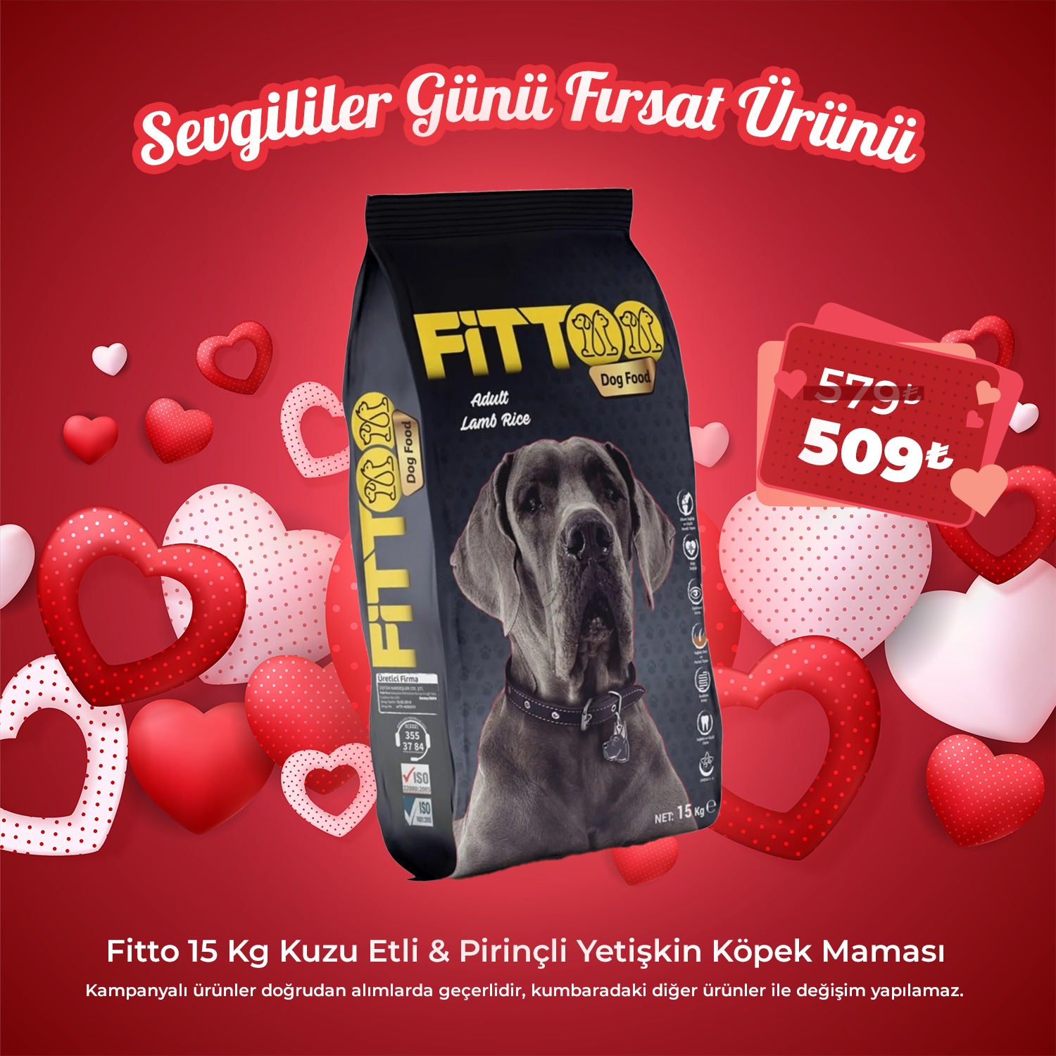 Fitto 15 Kg Kuzu Etli ve Pirinçli Yetişkin Köpek Maması