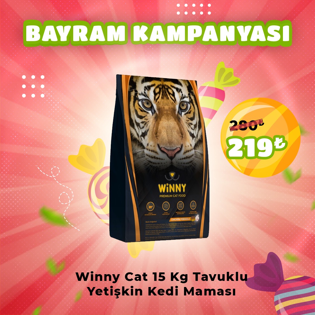 Winny Premium 15 Kg Tavuklu Yetişkin Kedi Maması