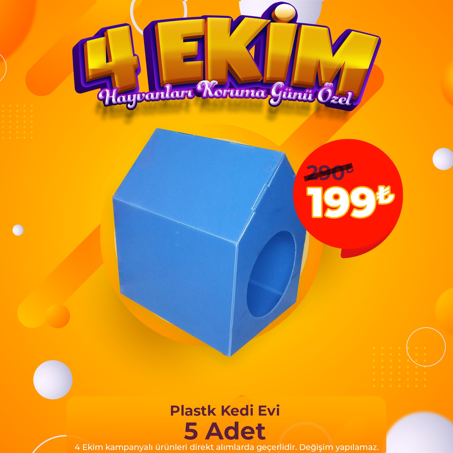 Plastk Kedi Evi 5 Adet