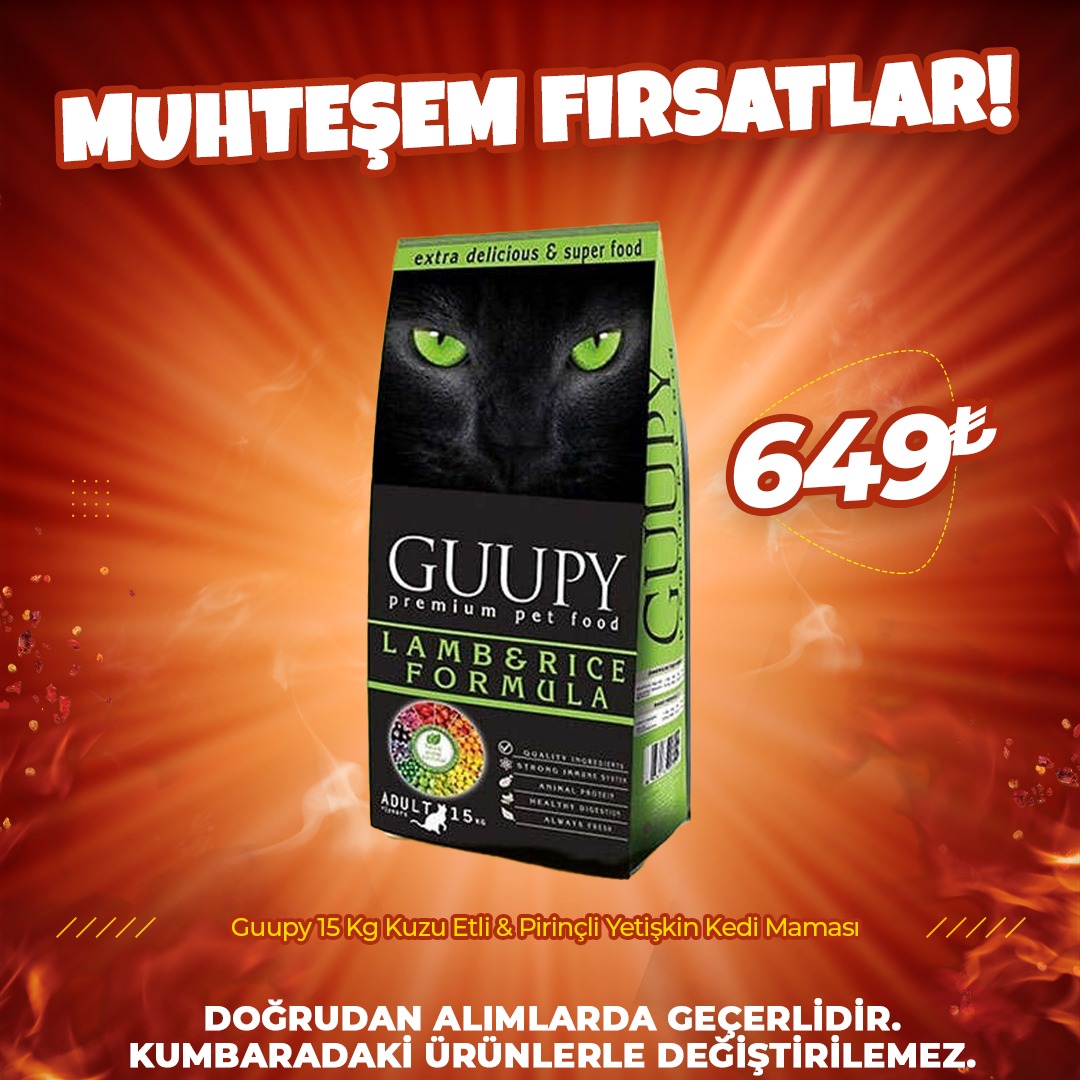 Guupy Kuzu Etli ve Pirinçli Yetişkin Kedi Maması