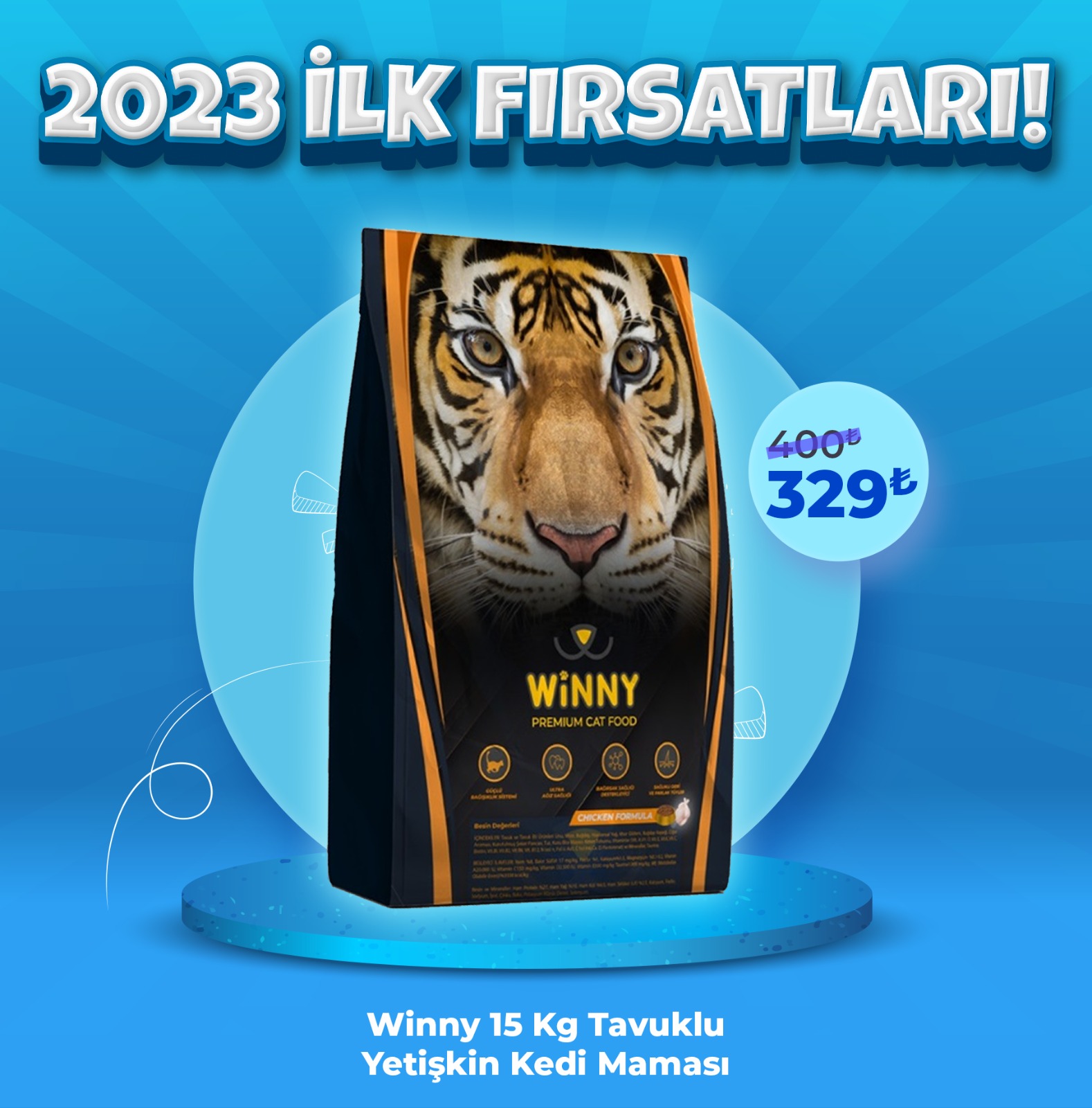 Winny Premium 15 Kg Tavuklu Yetişkin Kedi Maması