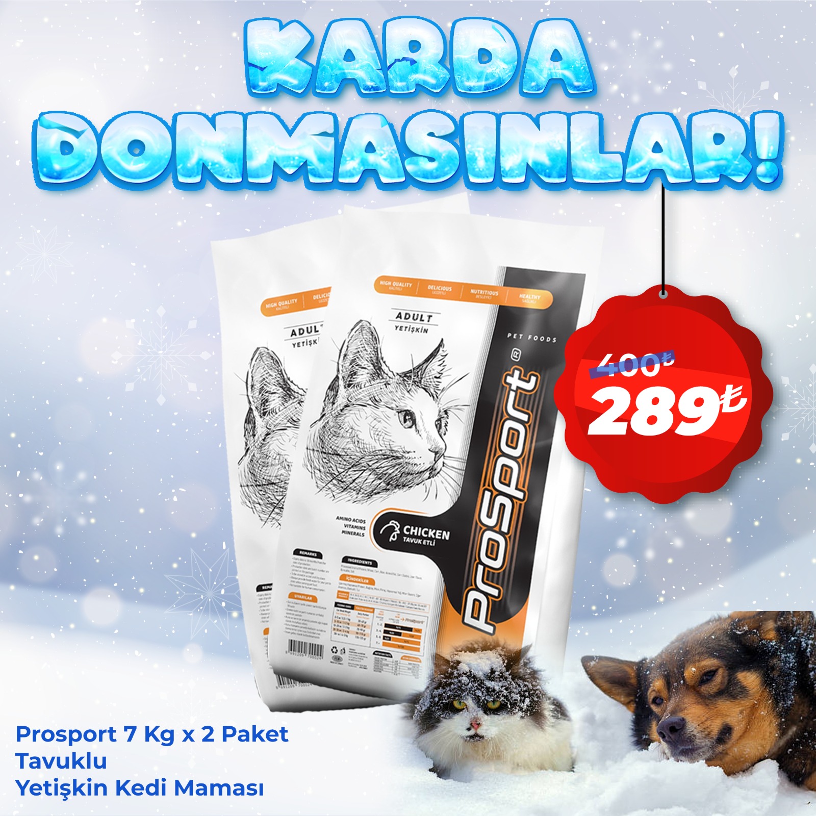 Prosport 7 Kg Tavuklu Yetişkin Kedi Maması x 2 Paket