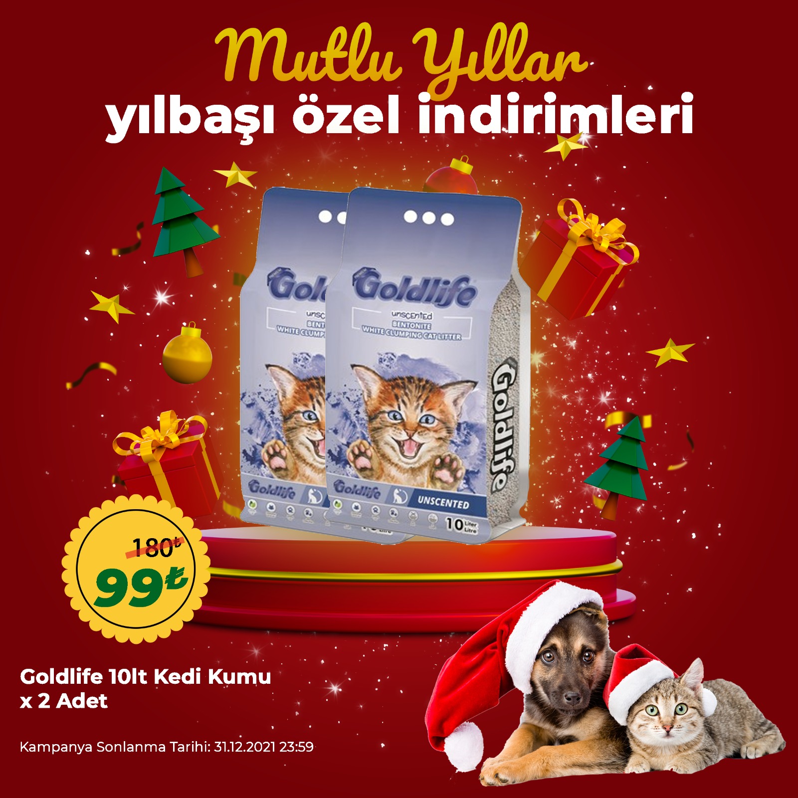 Goldlife Bentonit Kedi Kumu 2x10 Lt (Özel Fiyat)