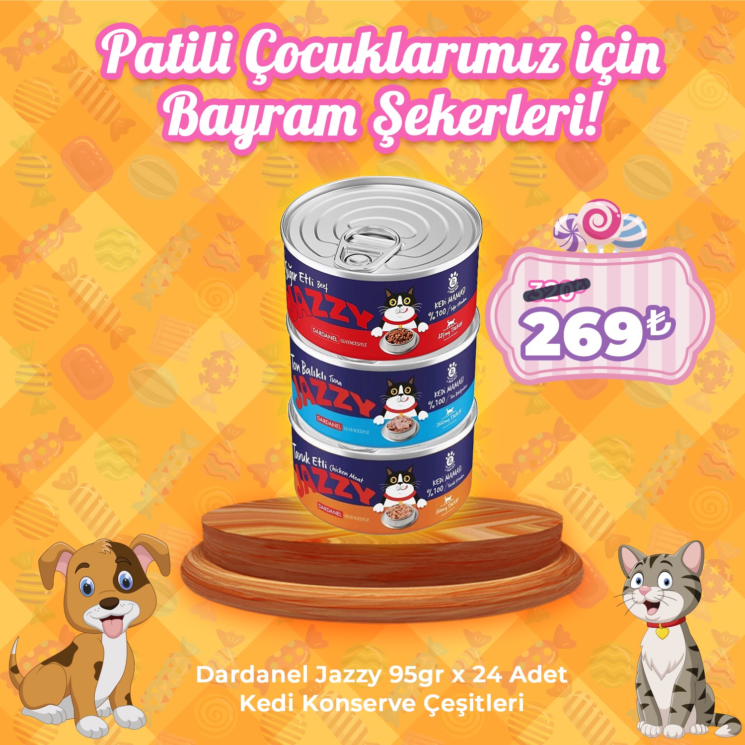 Dardanel Jazzy 95gr x 24 Adet Kedi Konserve Çeşitleri