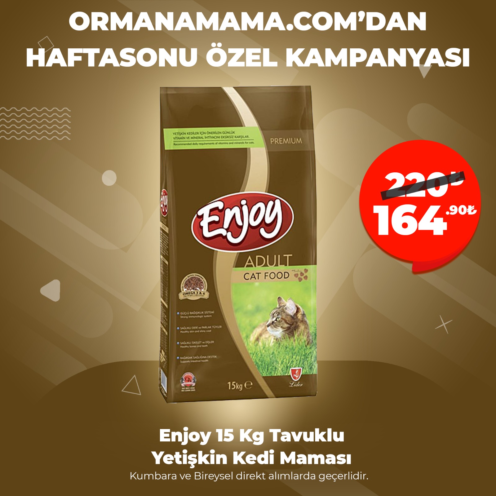 Enjoy 15 Kg Tavuklu Yetişkin Kedi Maması