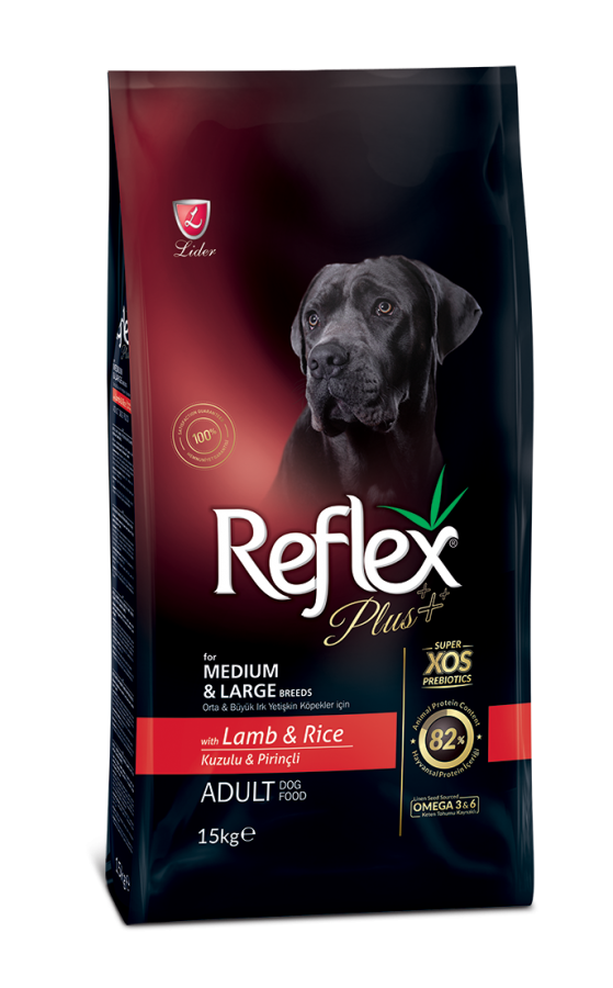 Reflex Plus Orta Büyük Irk Kuzu Pirinç Yetişkin Köpek Maması 15 Kg