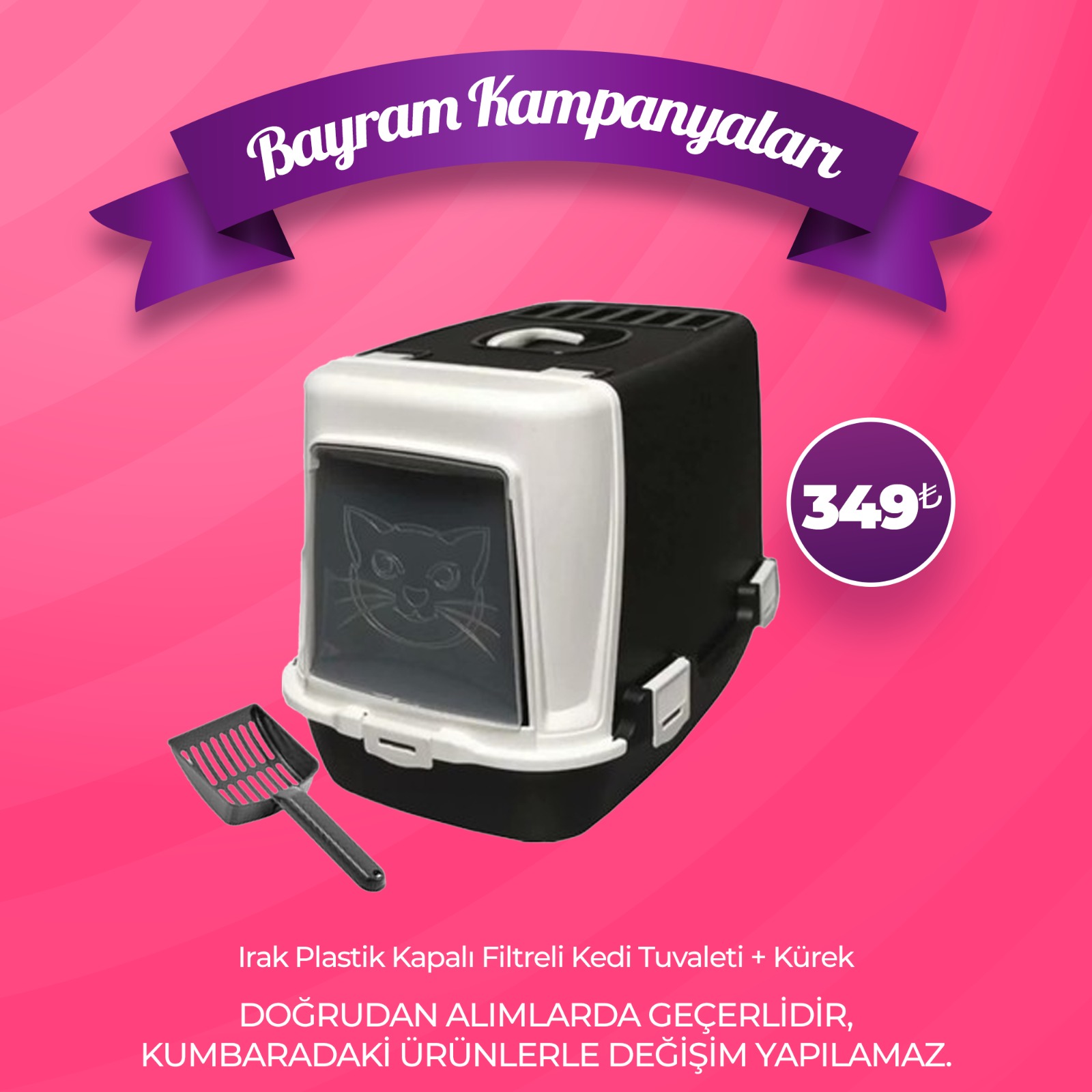 Irak Plastik Plastart Kapalı Kedi Tuvaleti Filtreli ve Kürek