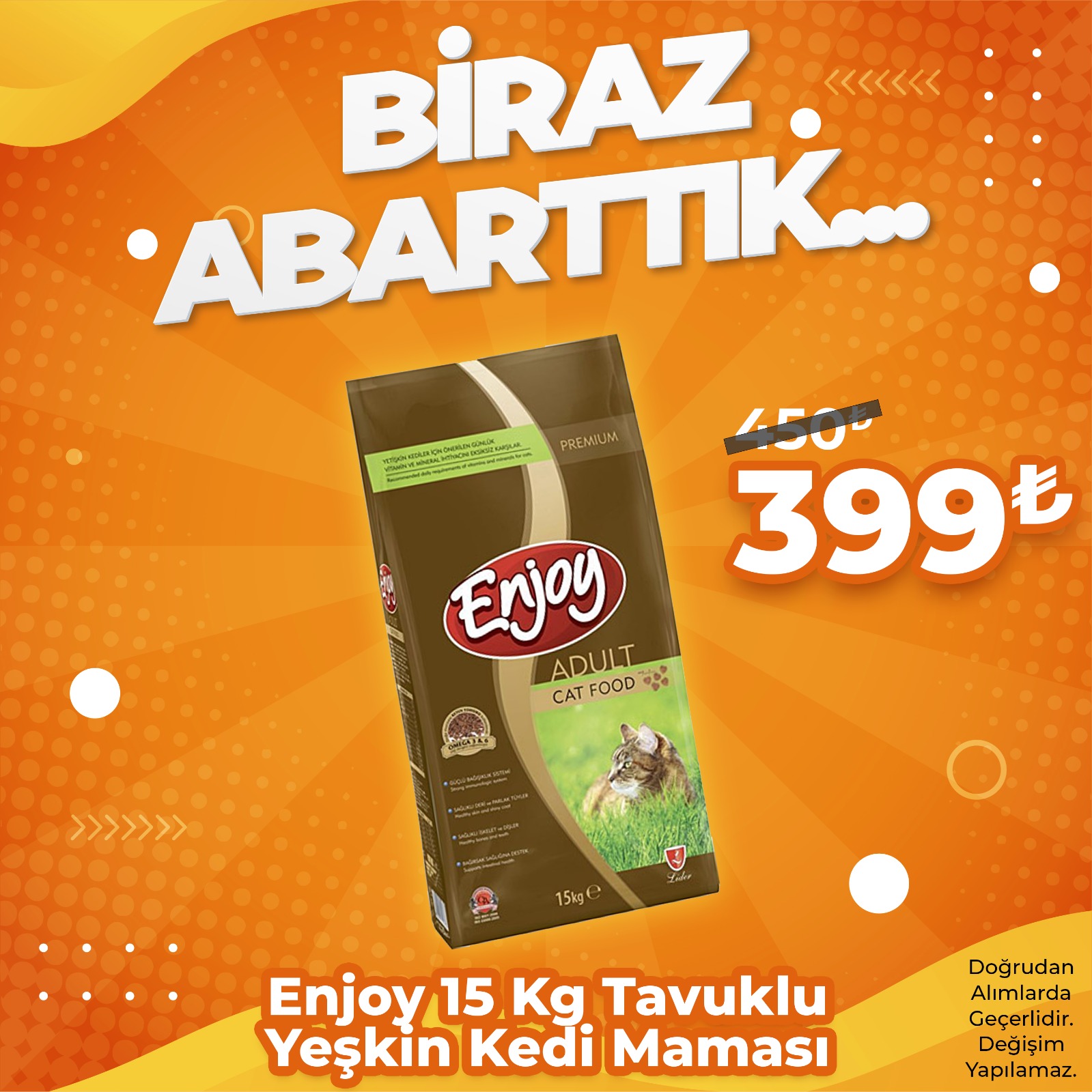 Enjoy Yetişkin Tavuklu Kedi Maması 15 Kg