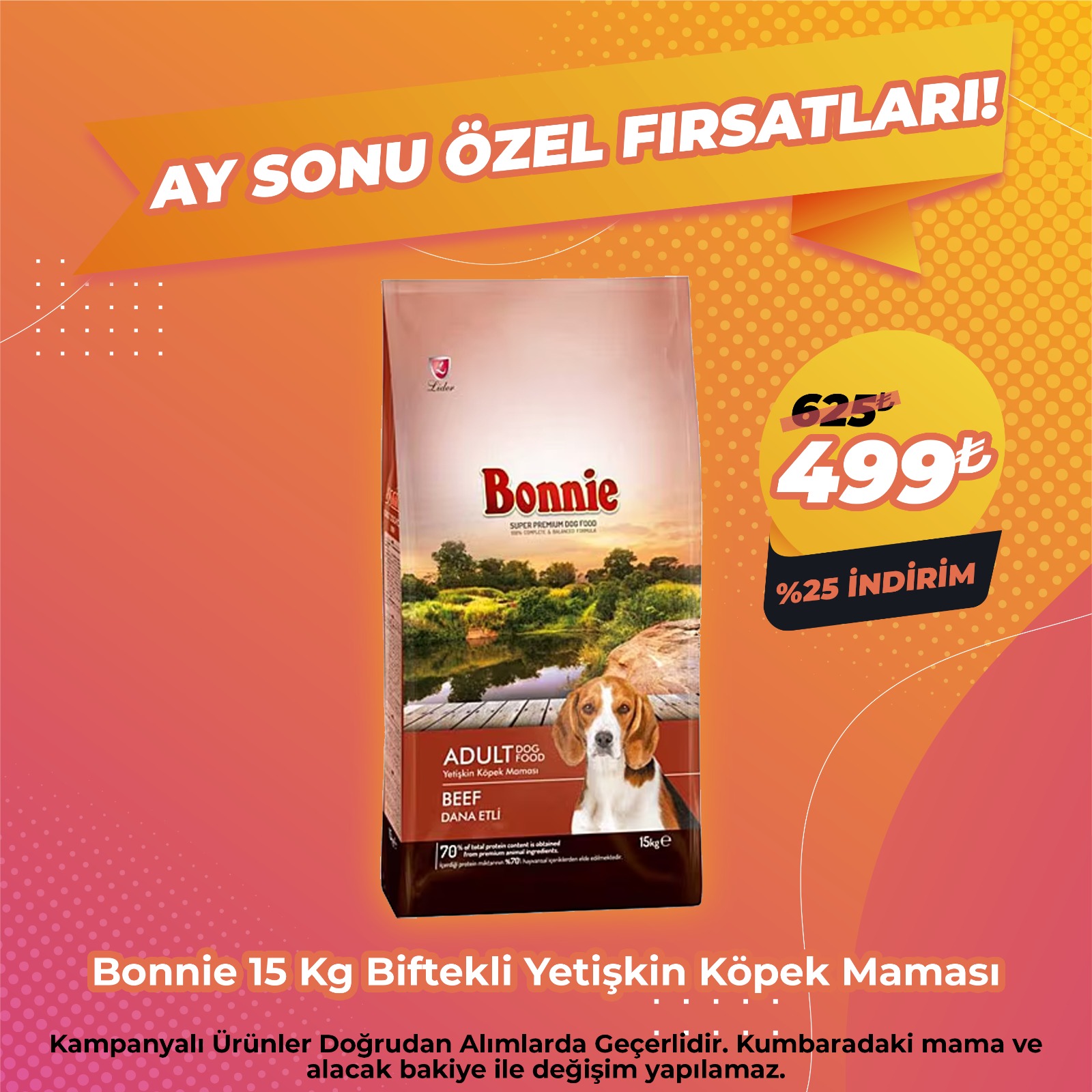 Bonnie Biftekli Yetişkin Köpek Maması 15 Kg