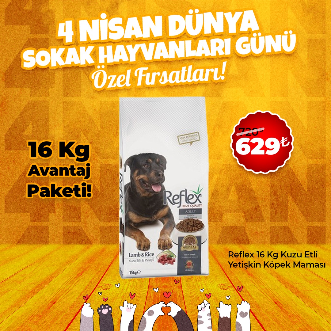 Reflex Kuzulu Pirinçli Yetişkin Köpek Maması 15 +1 KG