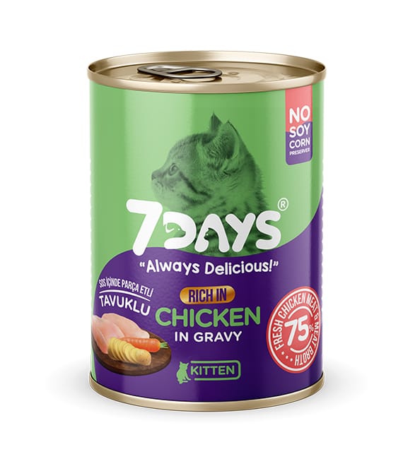 7 Days Taze Tavuk Etli Yavru Kedi Konservesi 415 Gr X 24 Adet