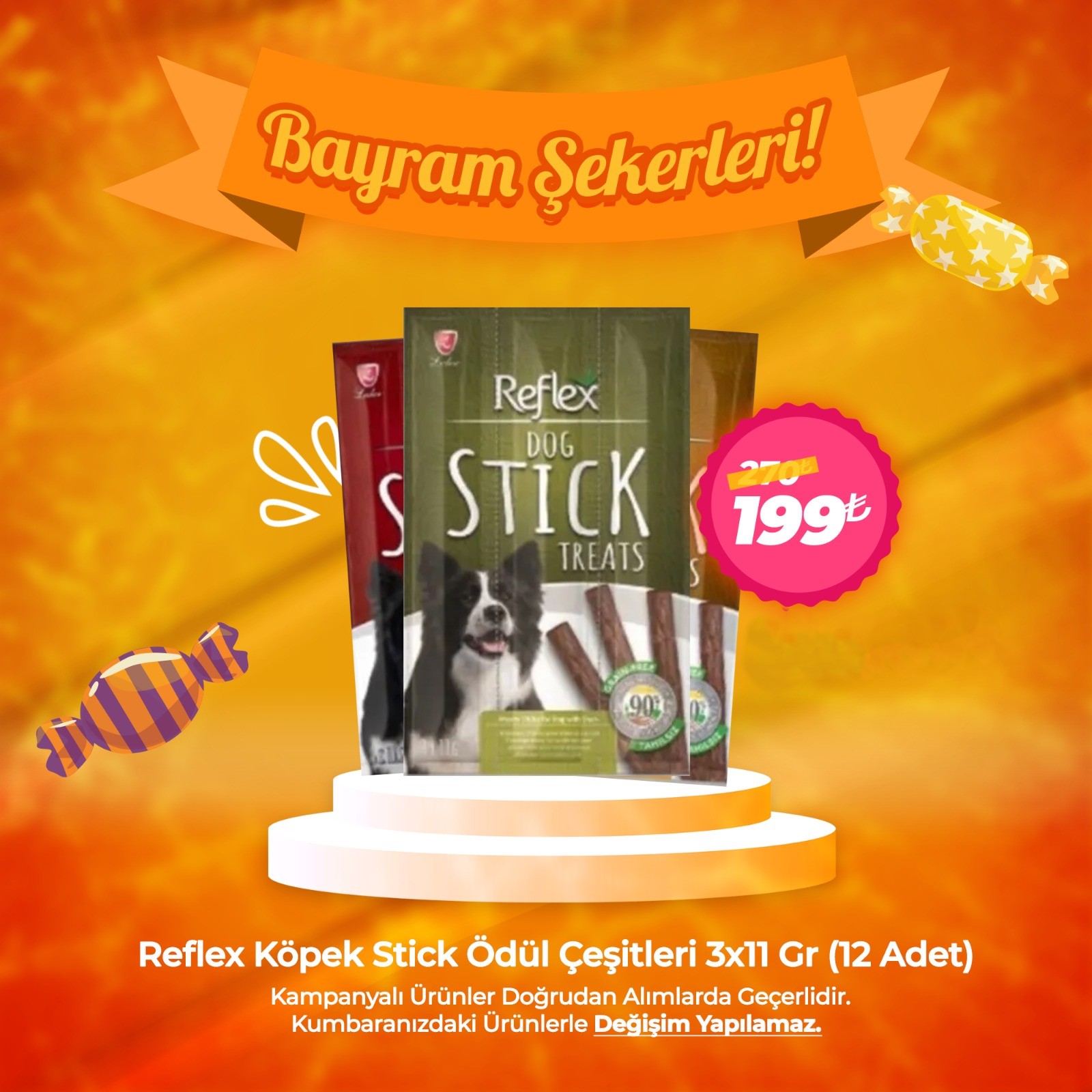 Reflex Köpek Stick Ödül Çeşitleri 3x11gr (12'li Avantaj Paketi)