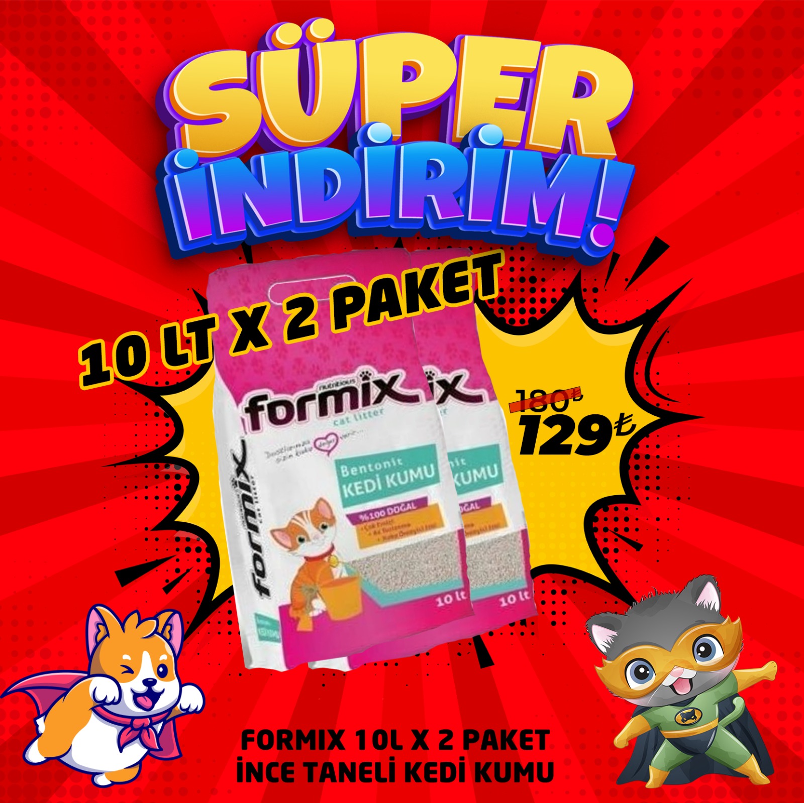 Formix Topaklanan Kedi Kumu Çeşitleri 2 x 10lt