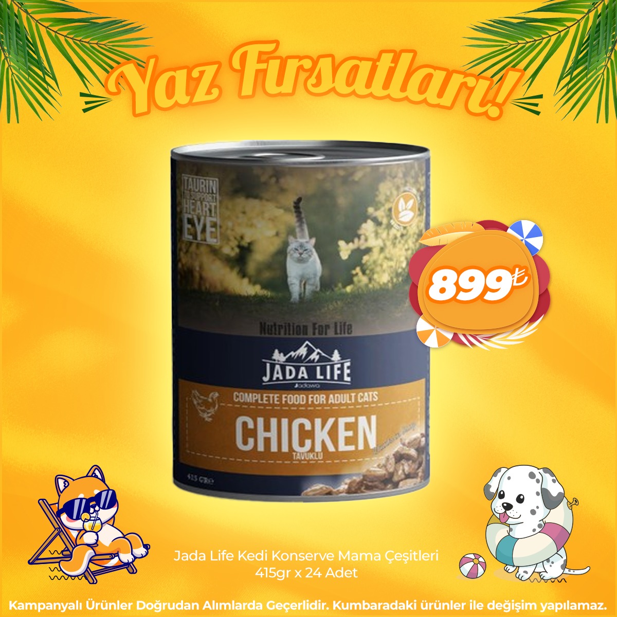 Jada Life Kedi Konserve Mama Çeşitleri 415gr x 24 Adet (Haftasonu Özel)