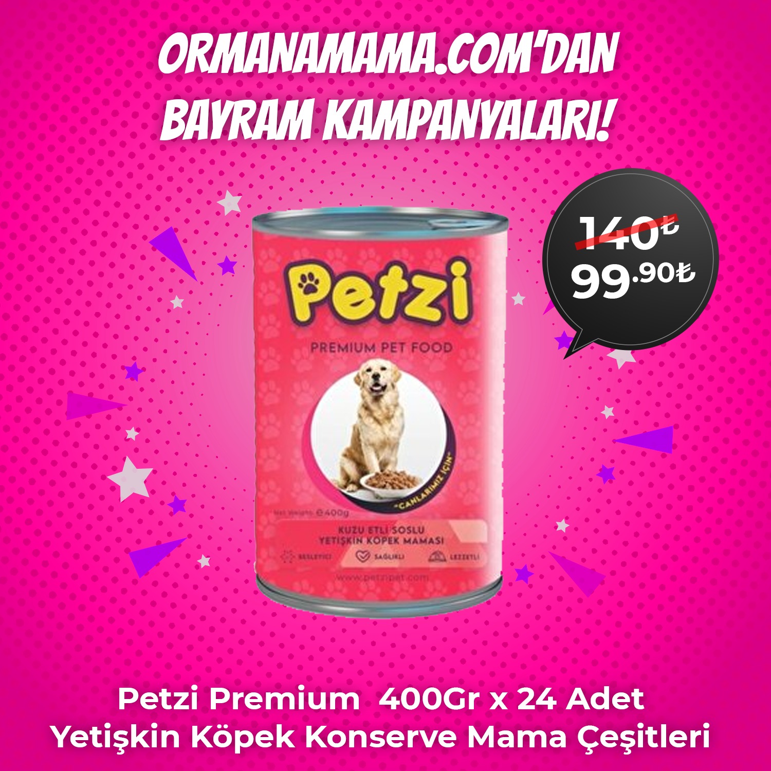Petzi Premium  400Gr x 24 Adet Yetişkin Köpek Konserve Mama Çeşitleri