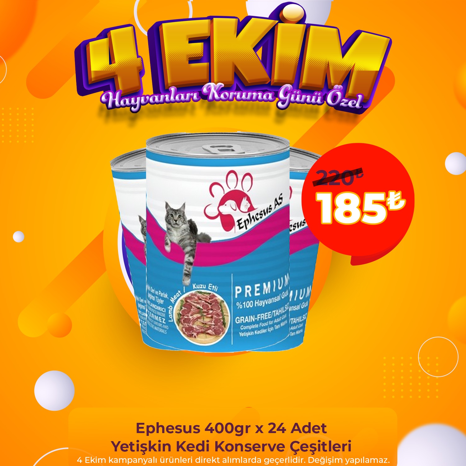 Ephesus 400gr x 24 Adet Yetişkin Kedi Konserve Çeşitleri