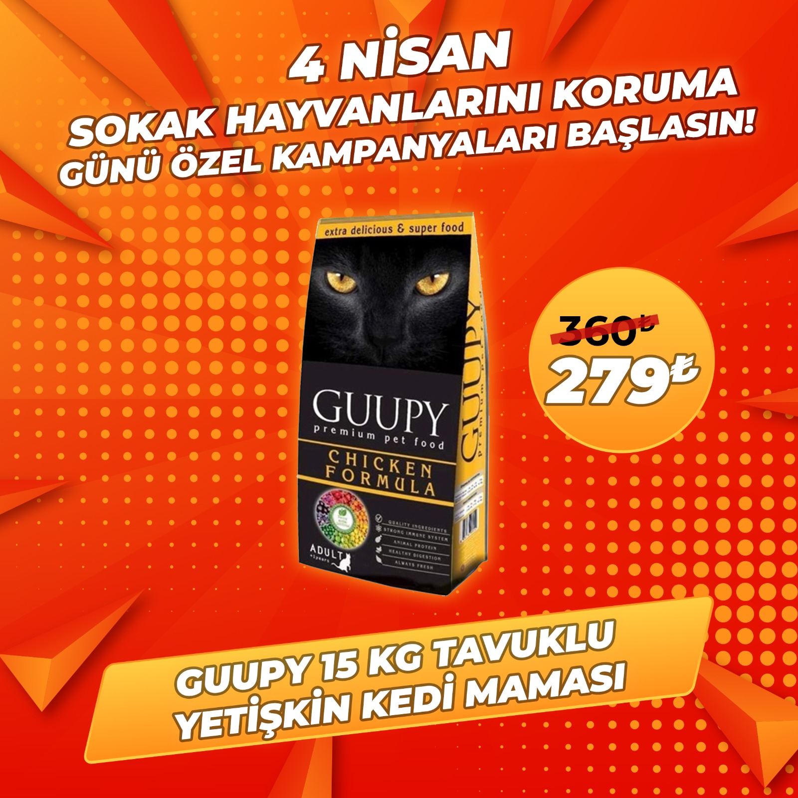 Guupy Tavuklu Yetişkin Kedi Maması 15 kg