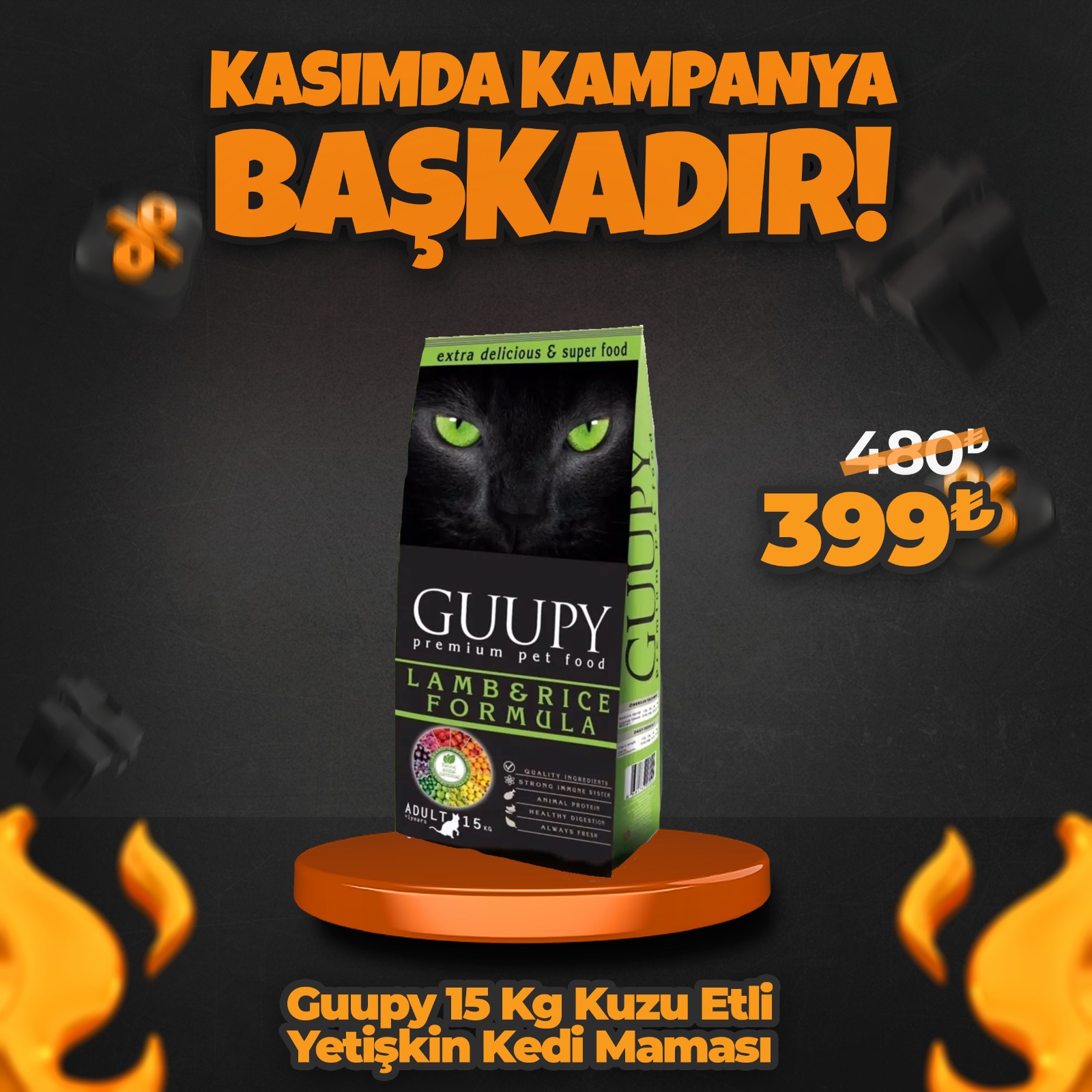 Guupy Kuzu Etli Yetişkin Kedi Maması 15kg